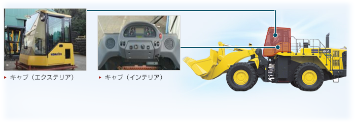 ホイールローダーキャブとその他の仕様、外観